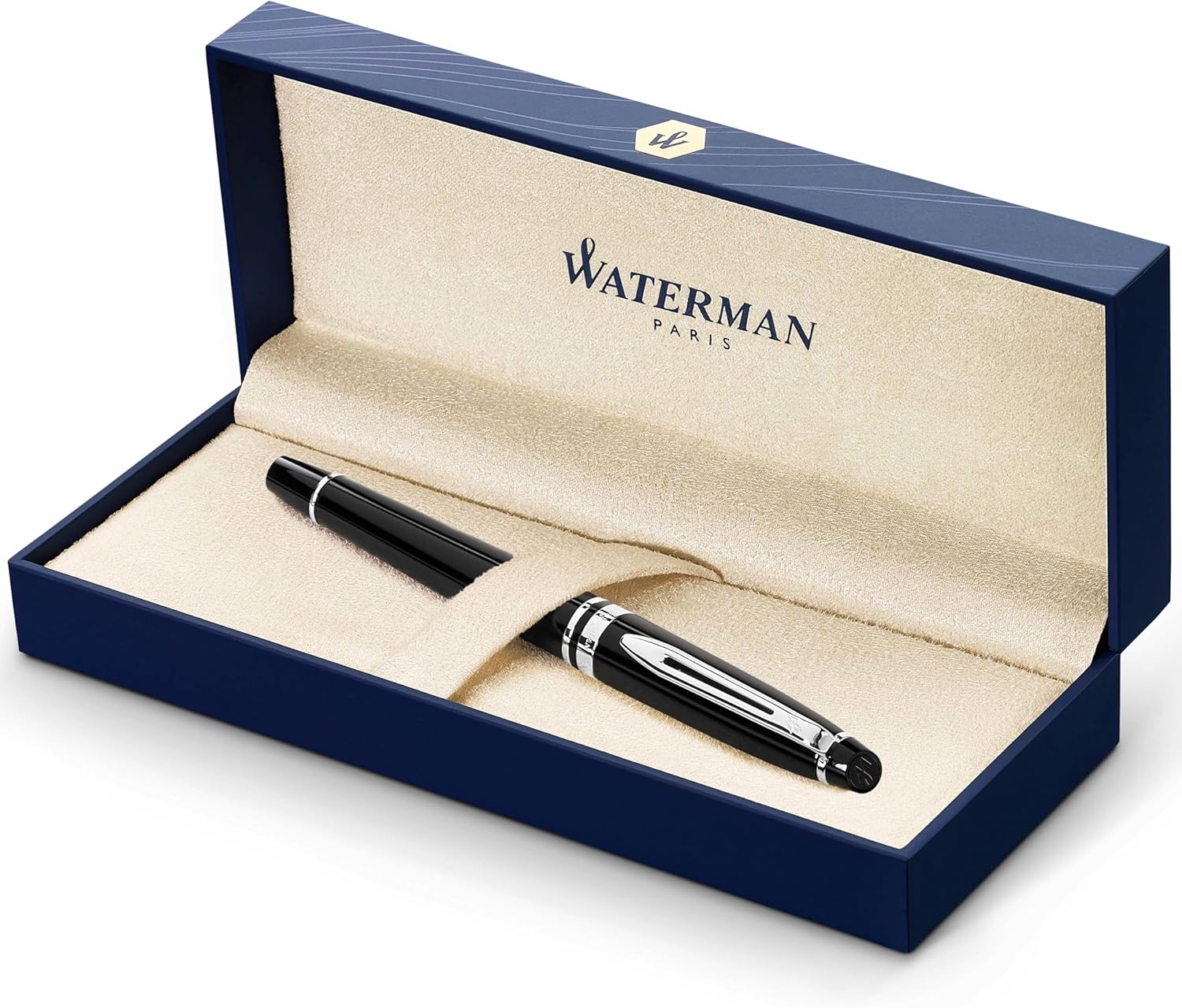 Waterman Expert RollerBall Pen in Gloss Black with Chrome Trim