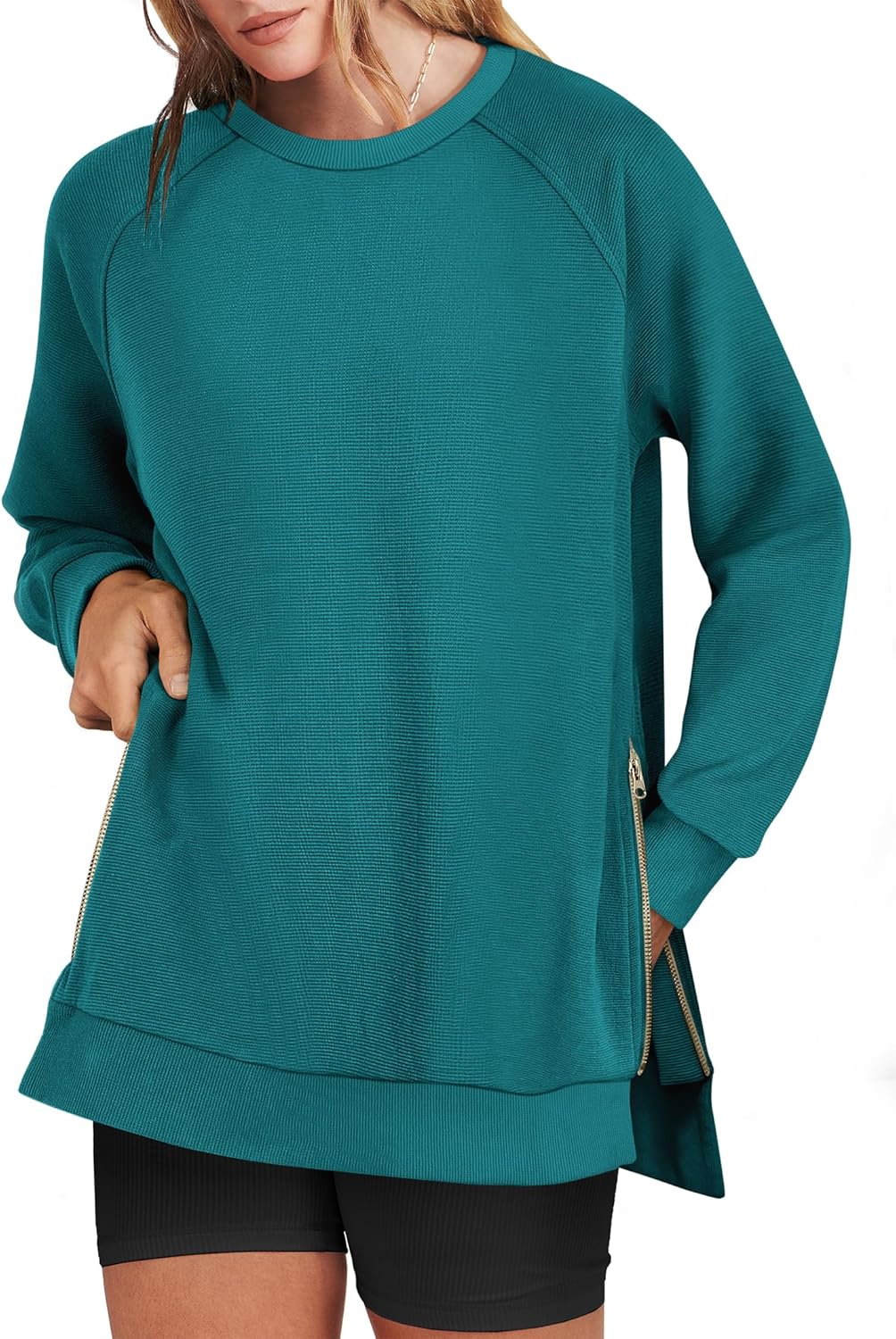 Oversized Sweatshirts for Women with Stylish Side Zipper Design