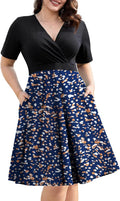 Plus Size Faux Wrap Swing Dress with Pockets - Flattering Fit Ahlaray