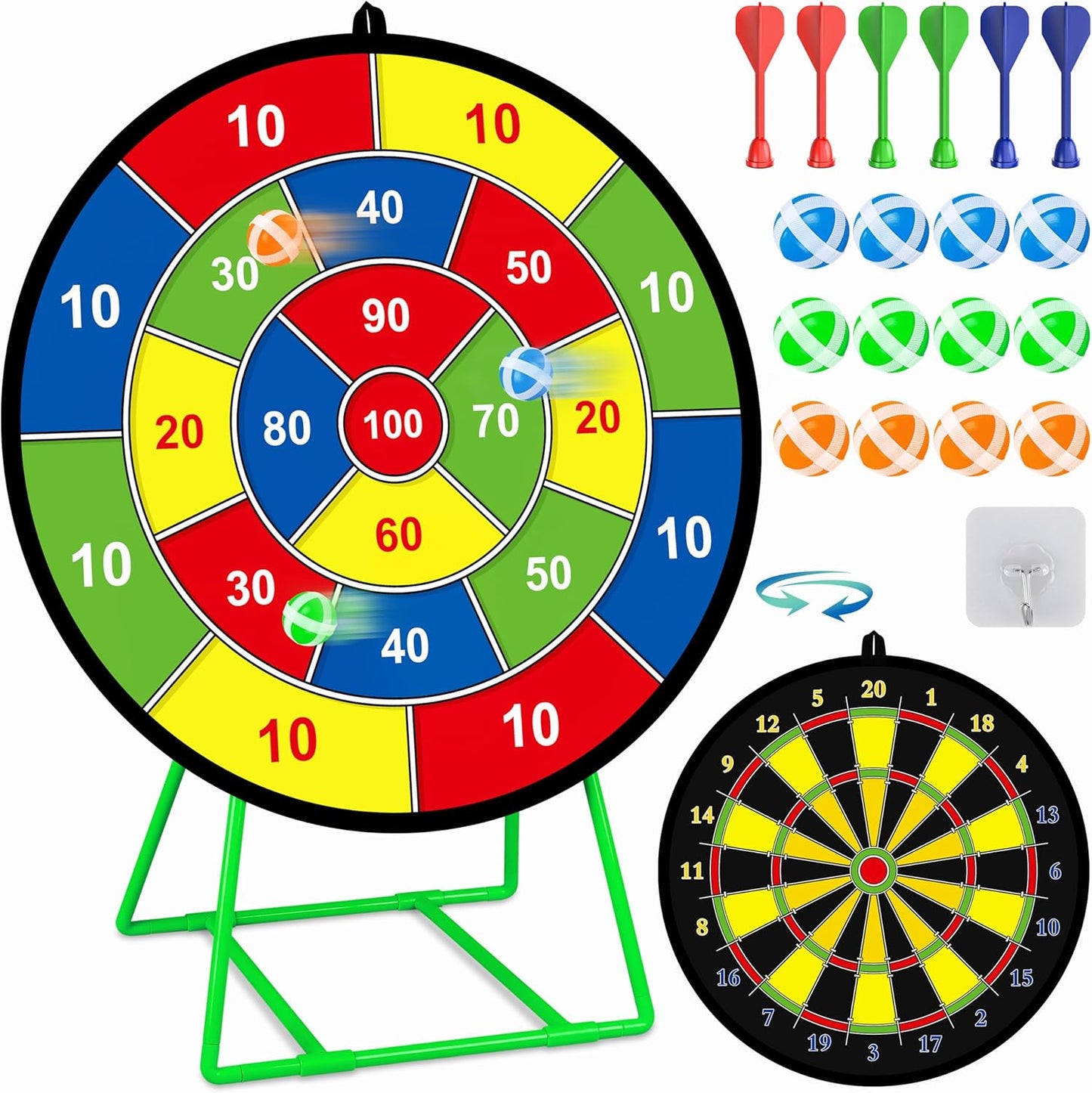 MINIFUN Large Double-Sided Dart Board - Ultimate Indoor/Outdoor Fun!