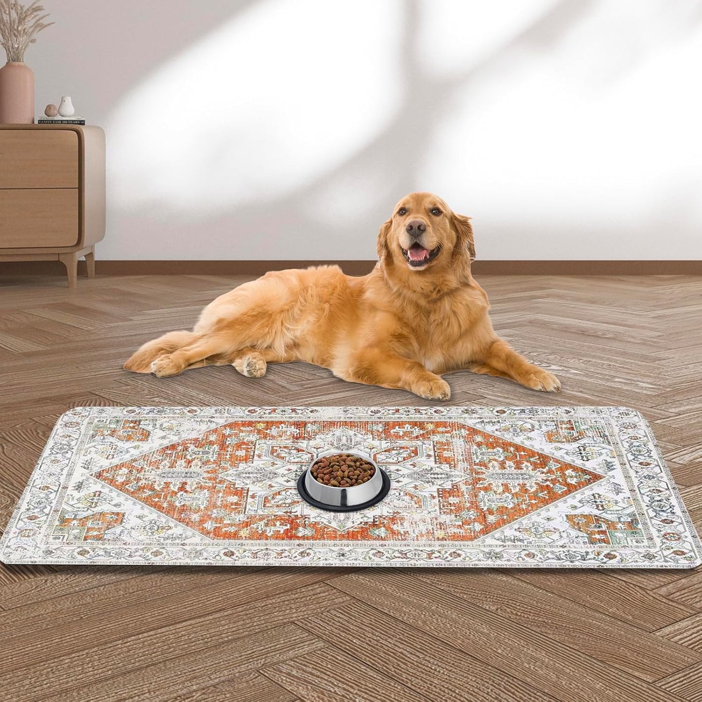 Large Pet Feeding Mat for Messy Drinkers - Quick Dry & Absorbent