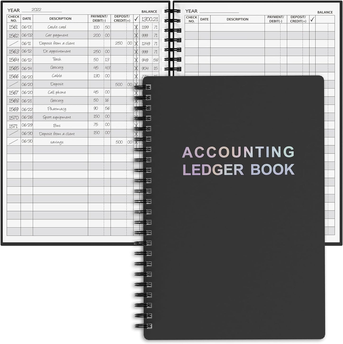 Snootion A5 Check Register - Track Money Easily! 5.8 x 8.6 (Black)