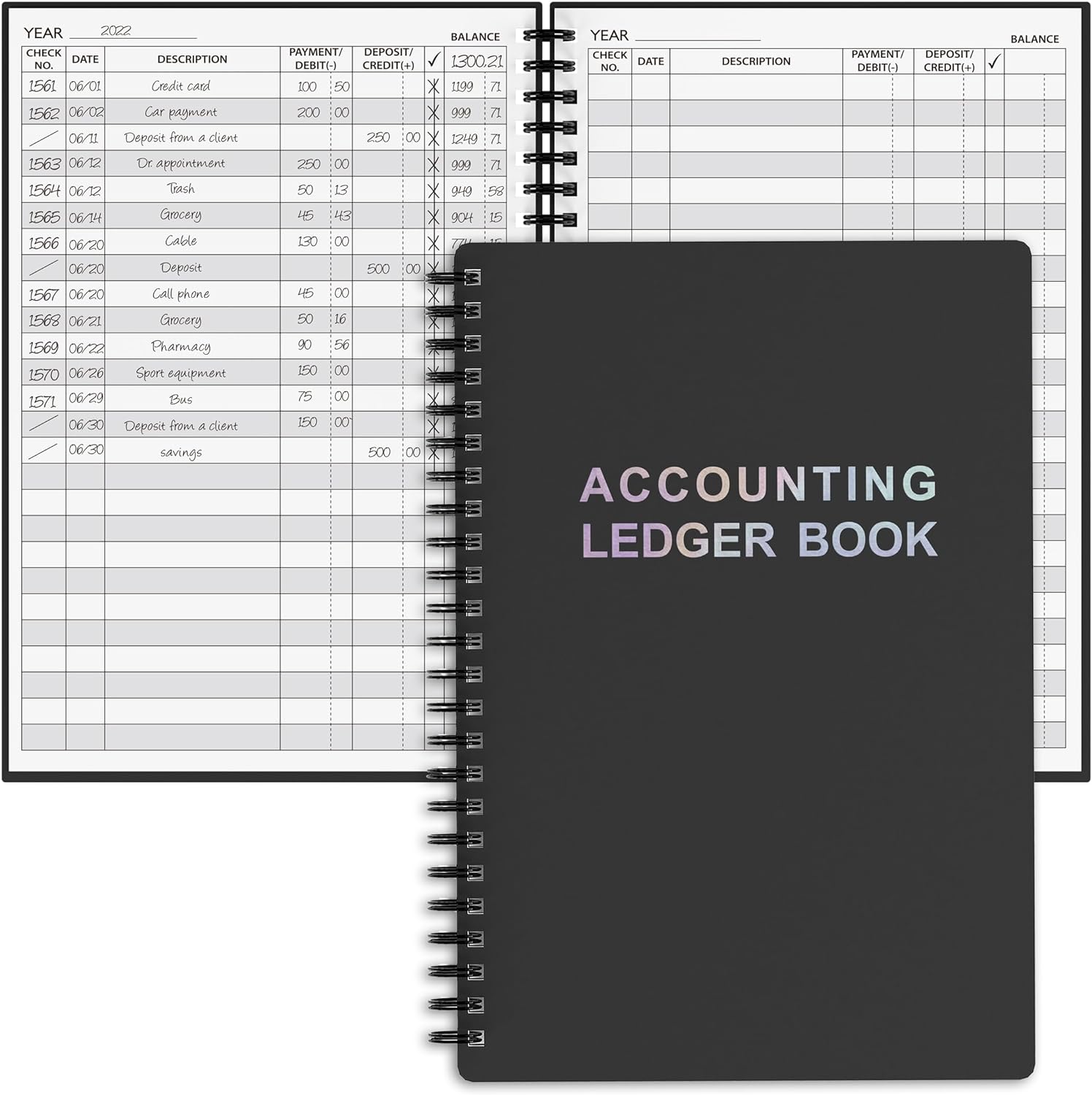 Snootion A5 Check Register - Track Money Easily! 5.8 x 8.6 (Black)