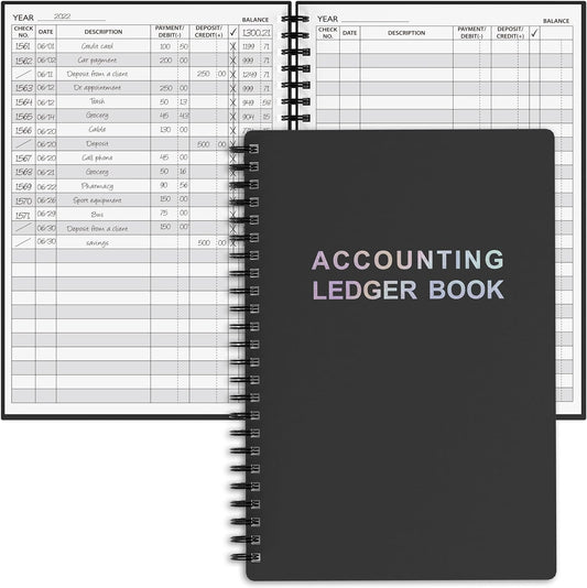 Snootion A5 Check Register - Track Money Easily! 5.8 x 8.6 (Black)