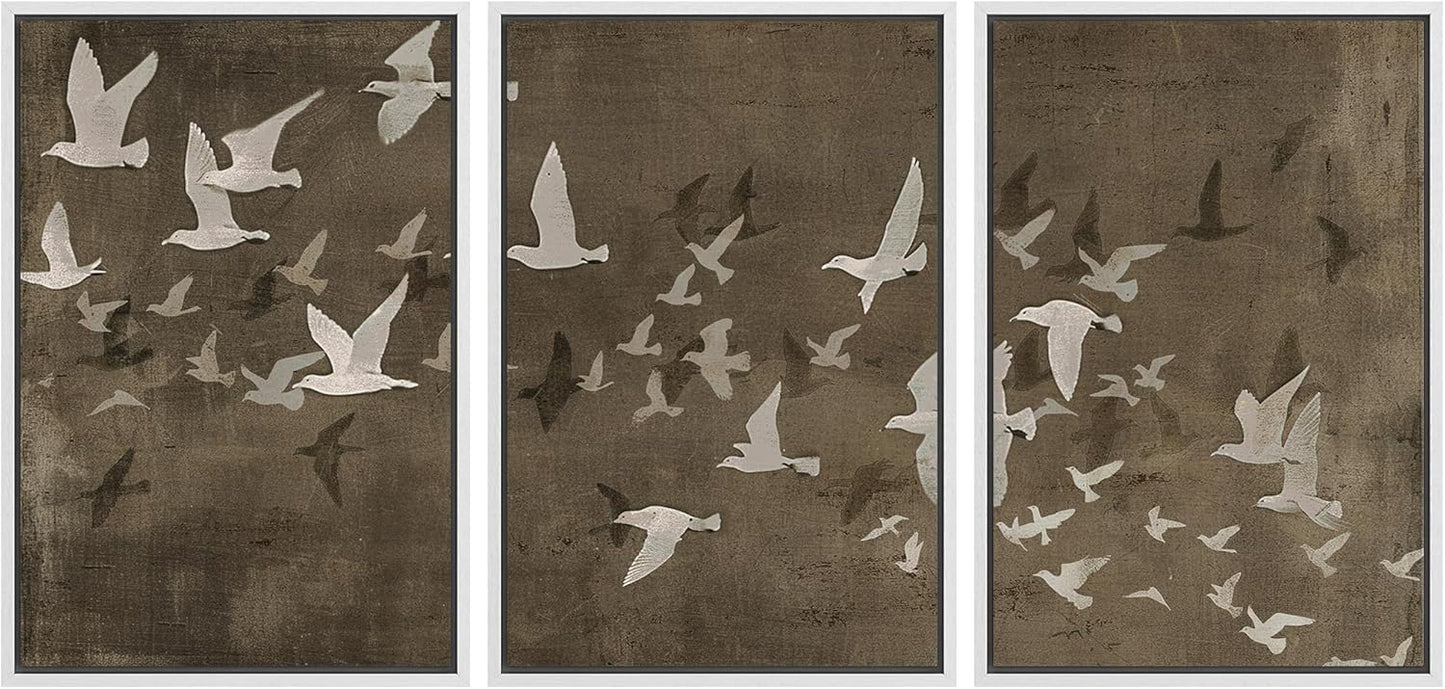 MUDECOR Framed Wall Art Print Set of Abstract Birds in Flight