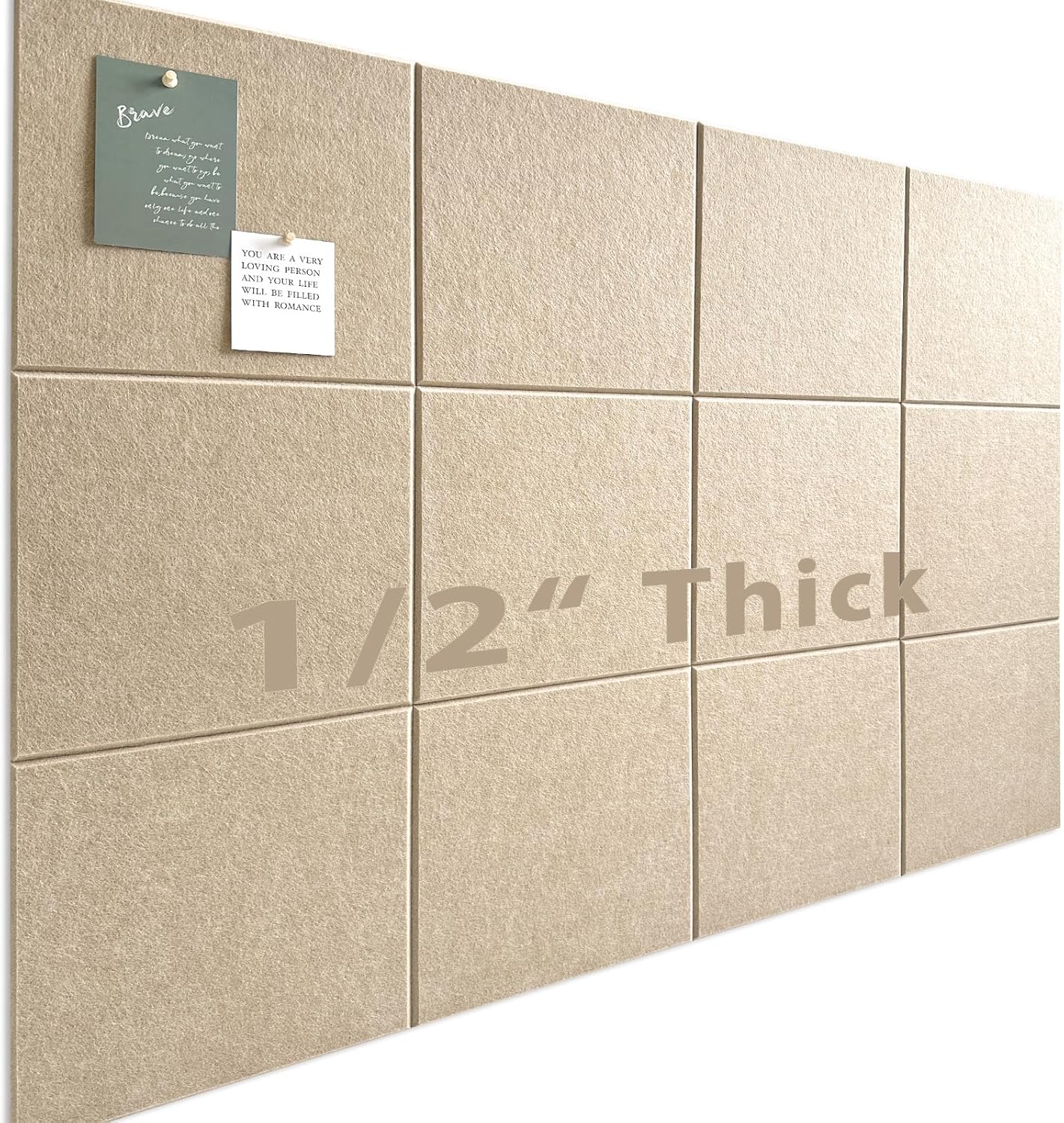 Large Cork Board for Office Wall Decor - 12 Pack Felt Tiles