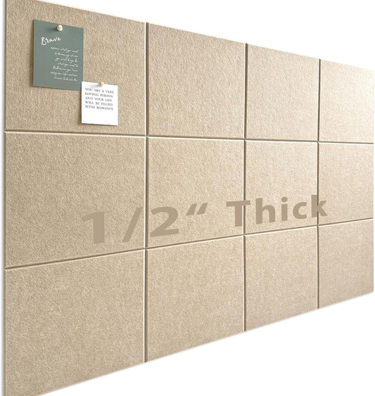 Large Cork Board for Office Wall Decor - 12 Pack Felt Tiles