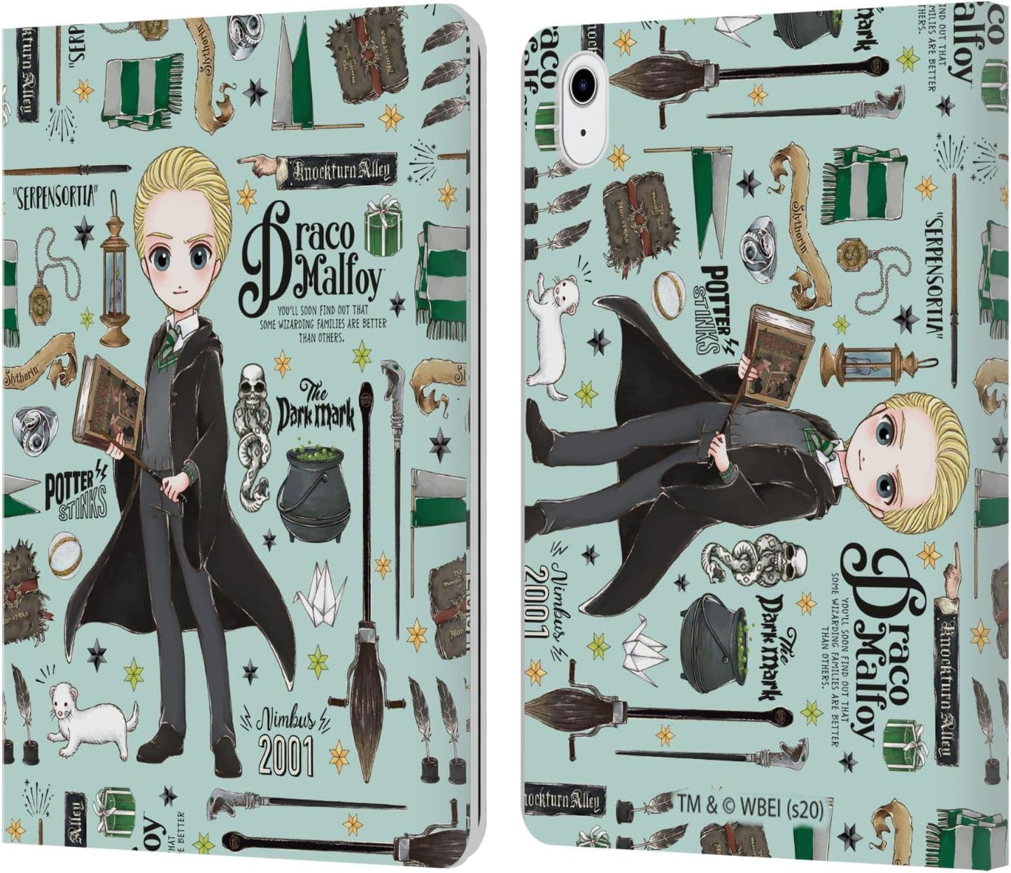 Harry Potter Draco Pattern Leather Wallet Case for iPad Air