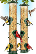 Bird Feeders for Outdoors Metal 2 Pack - Heavy Duty 16in Tubes