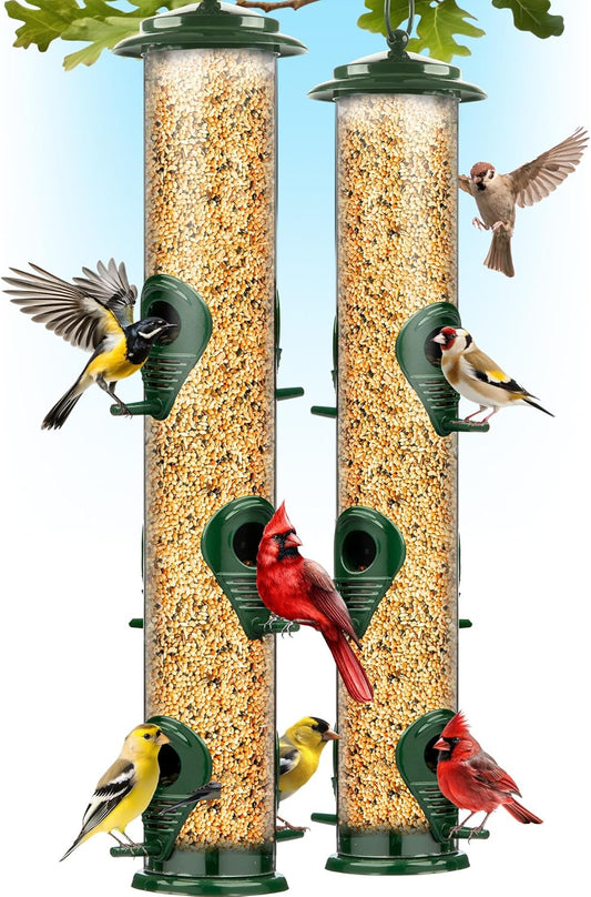 Bird Feeders for Outdoors - Heavy Duty 2 Pack for Wild Birds