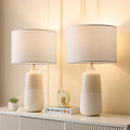 Tall Ceramic Table Lamp Set of 2 - White 22in Bedside Lamps