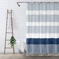 Awellife Navy Blue Shower Curtain with Tassels for Your Bathroom