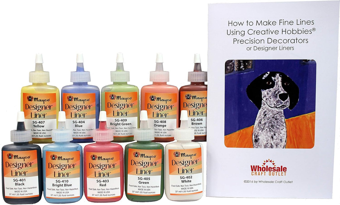 Mayco Designer Liner Ceramic Glaze Writers Kit with 10 Colors