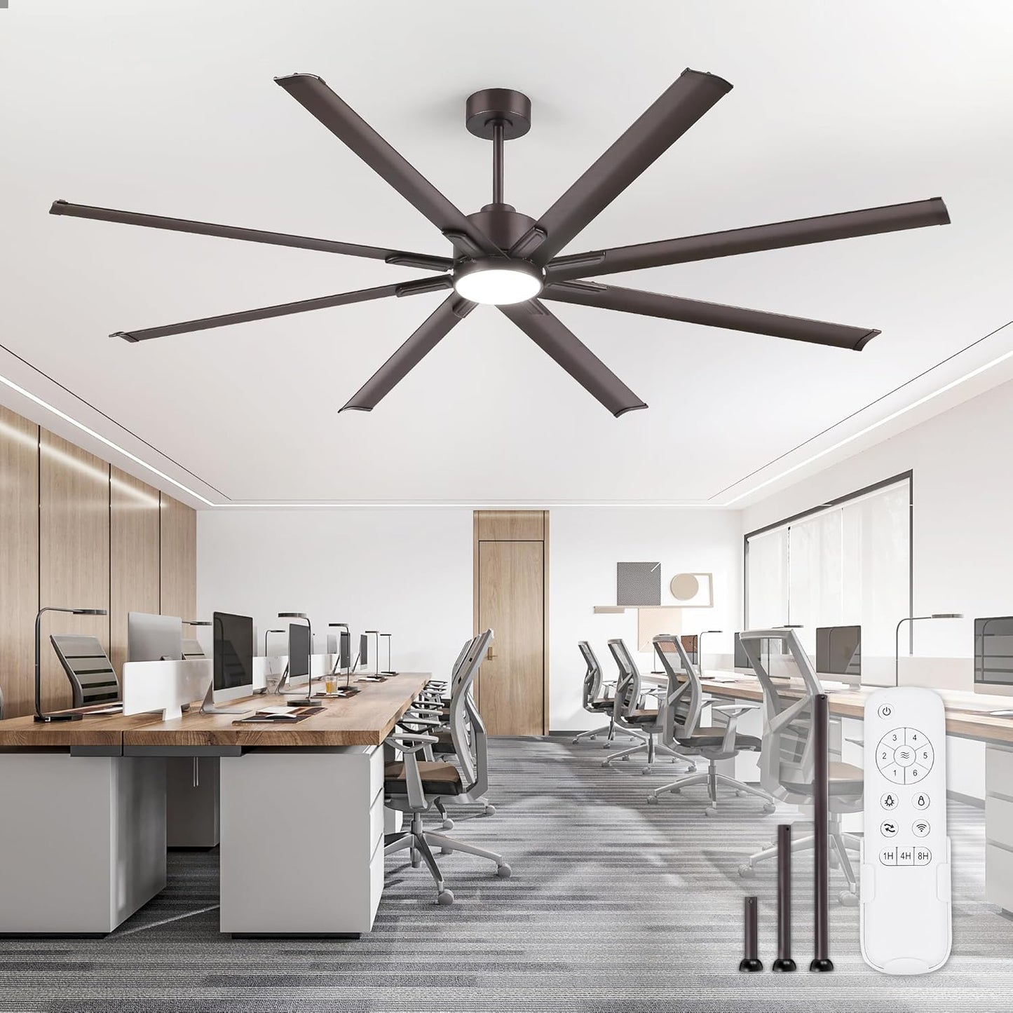 ZMISHIBO 84 Inch Industrial Ceiling Fan with Lights and Remote
