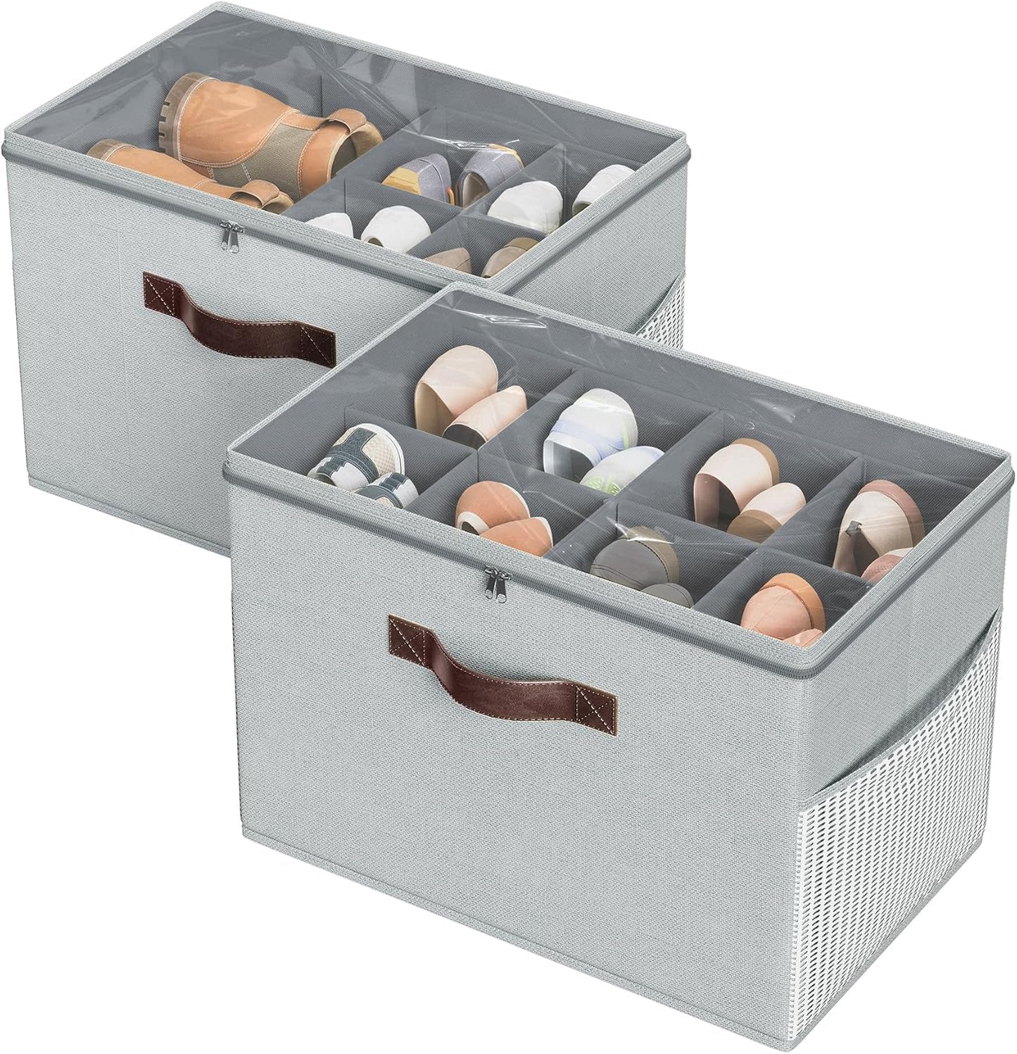 Budding Joy 2 Pack Shoe Organizer for Closet - Clear Storage Bins