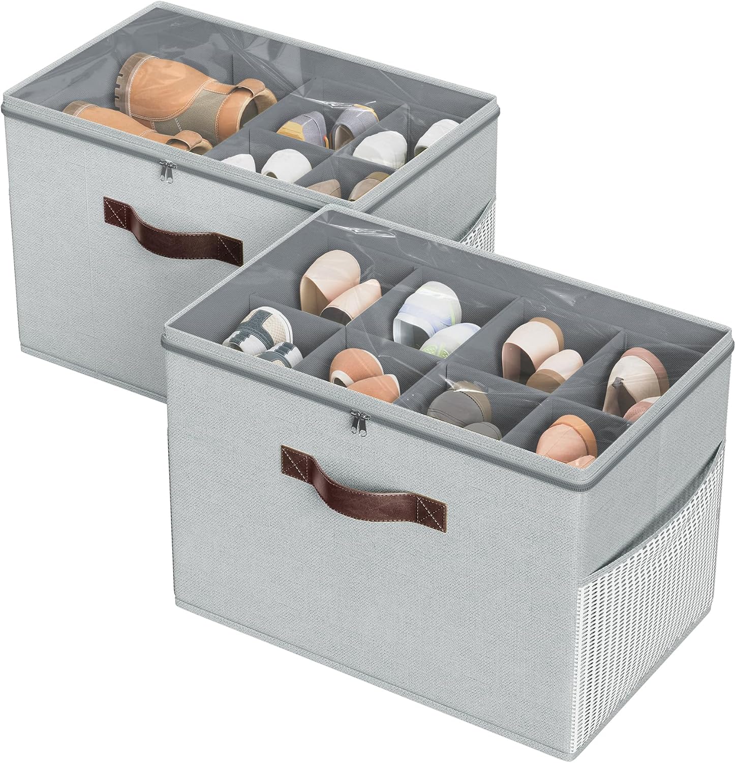 Budding Joy 2 Pack Shoe Organizer for Closet - Clear Storage Bins