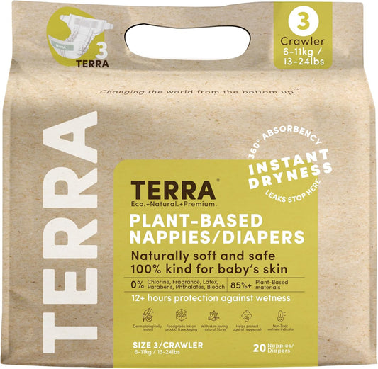 Ultra-Soft Terra Size 3 Diapers: Plant-Based, Chemical-Free, High Absorbency