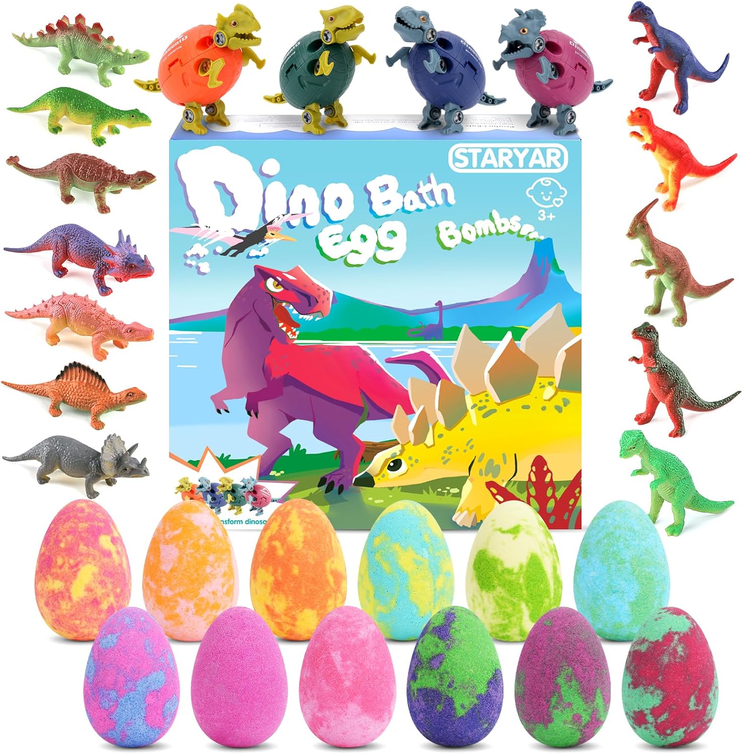 Organic Dinosaur Egg Bath Bombs - Fun Surprise Toys Inside!