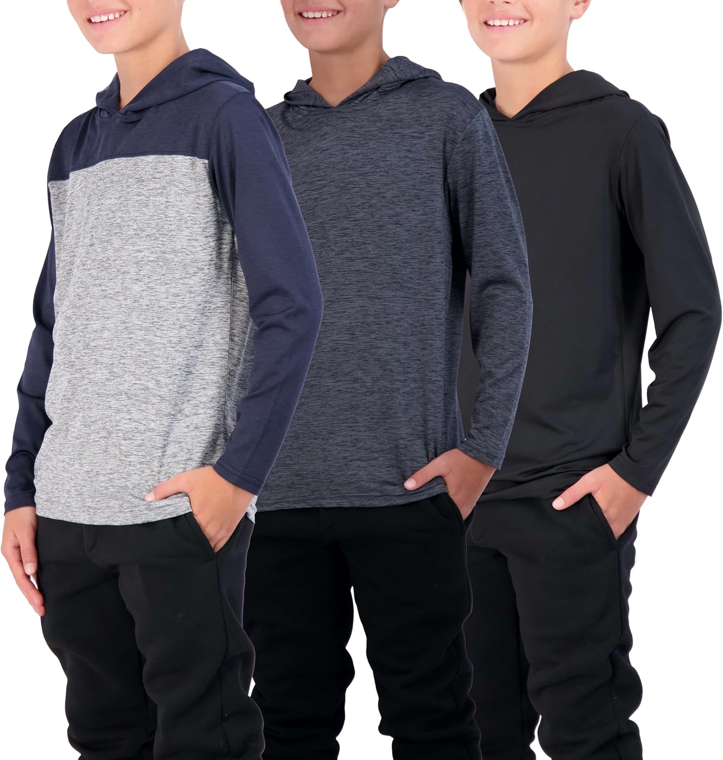 Real Essentials Youth Boys Active Long Sleeve Hoodie Sweatshirts