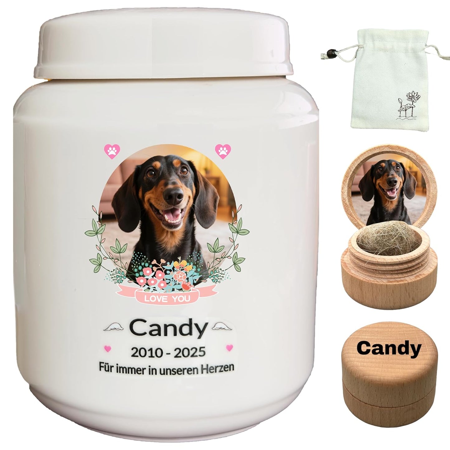 Custom Dog Urn for Pet Ashes - Handmade Personalized Ceramic