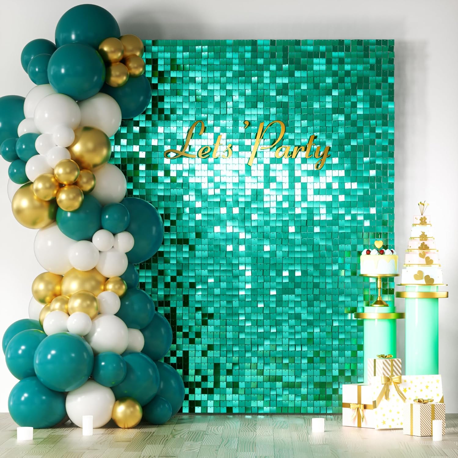 Emerald Green Shimmer Wall Backdrop for Stunning Events