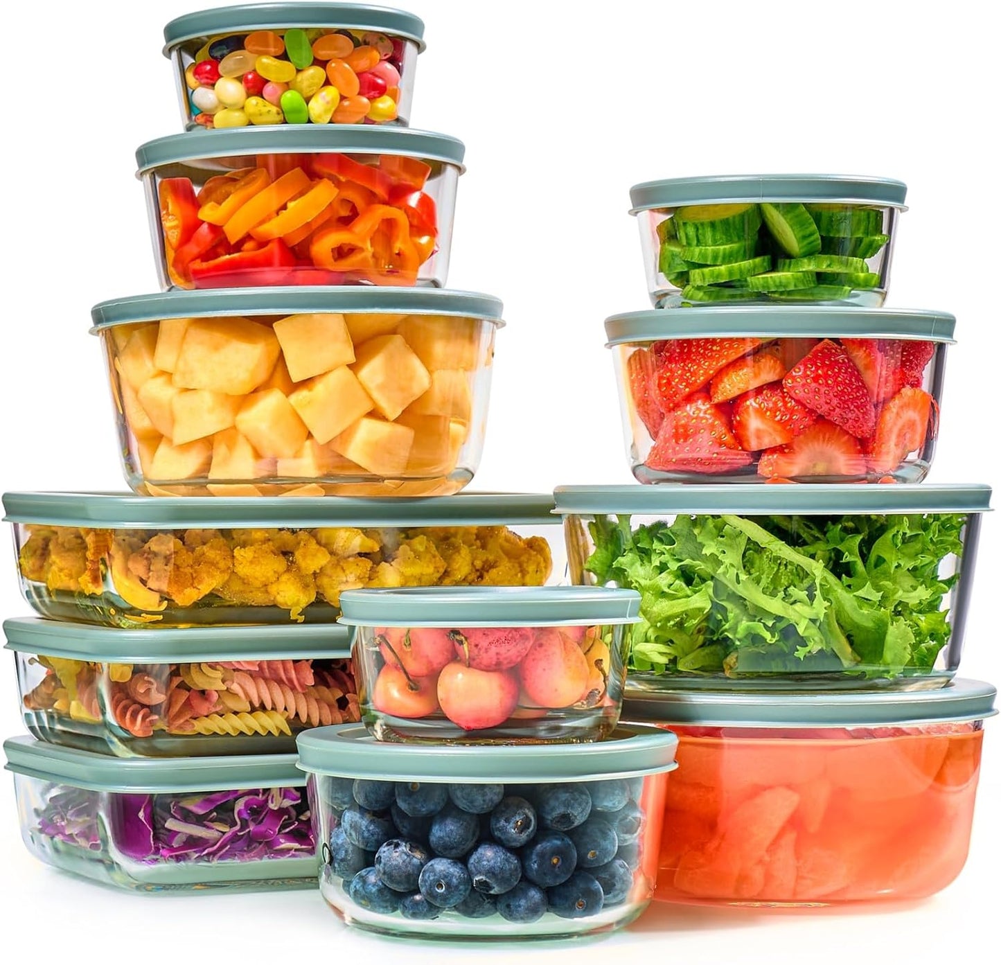 24pc Glass Food Storage Containers with Airtight Lids for Meal Prep