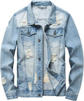 Men's Slim Fit Ripped Denim Jacket - RANMCC Lightweight Style