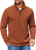 Mens Quarter Zip Pullover Sweatshirt Lightweight Mock Neck - Warm