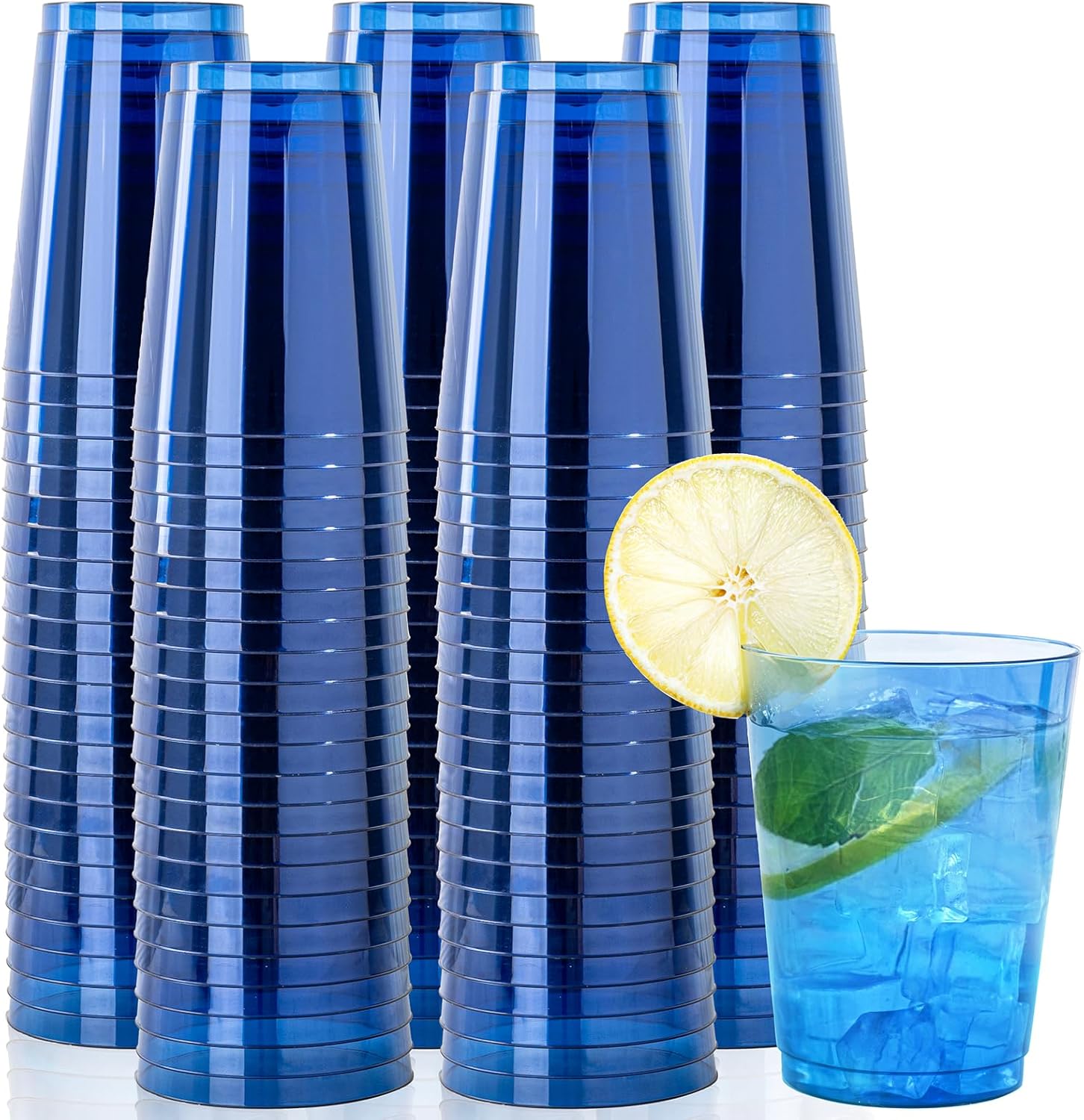 10 Oz Blue Plastic Cups for Party by DaYammi - 100 Pack