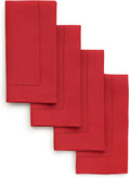 Red Linen Napkins Set of 4 20 x 20 in - Classic Hemstitch