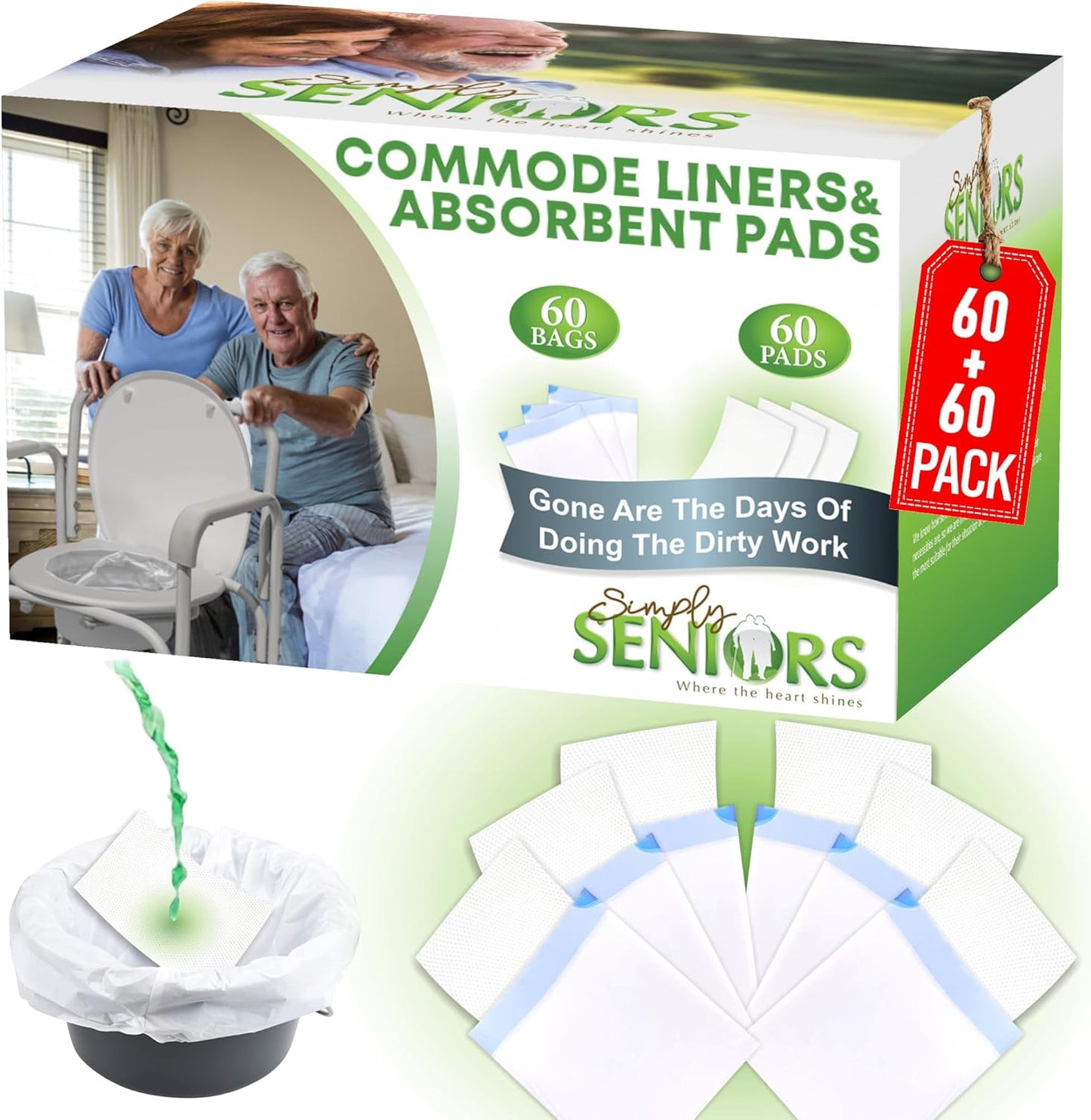 Commode Liners with Absorbent Pads for Easy Clean-Up and Comfort
