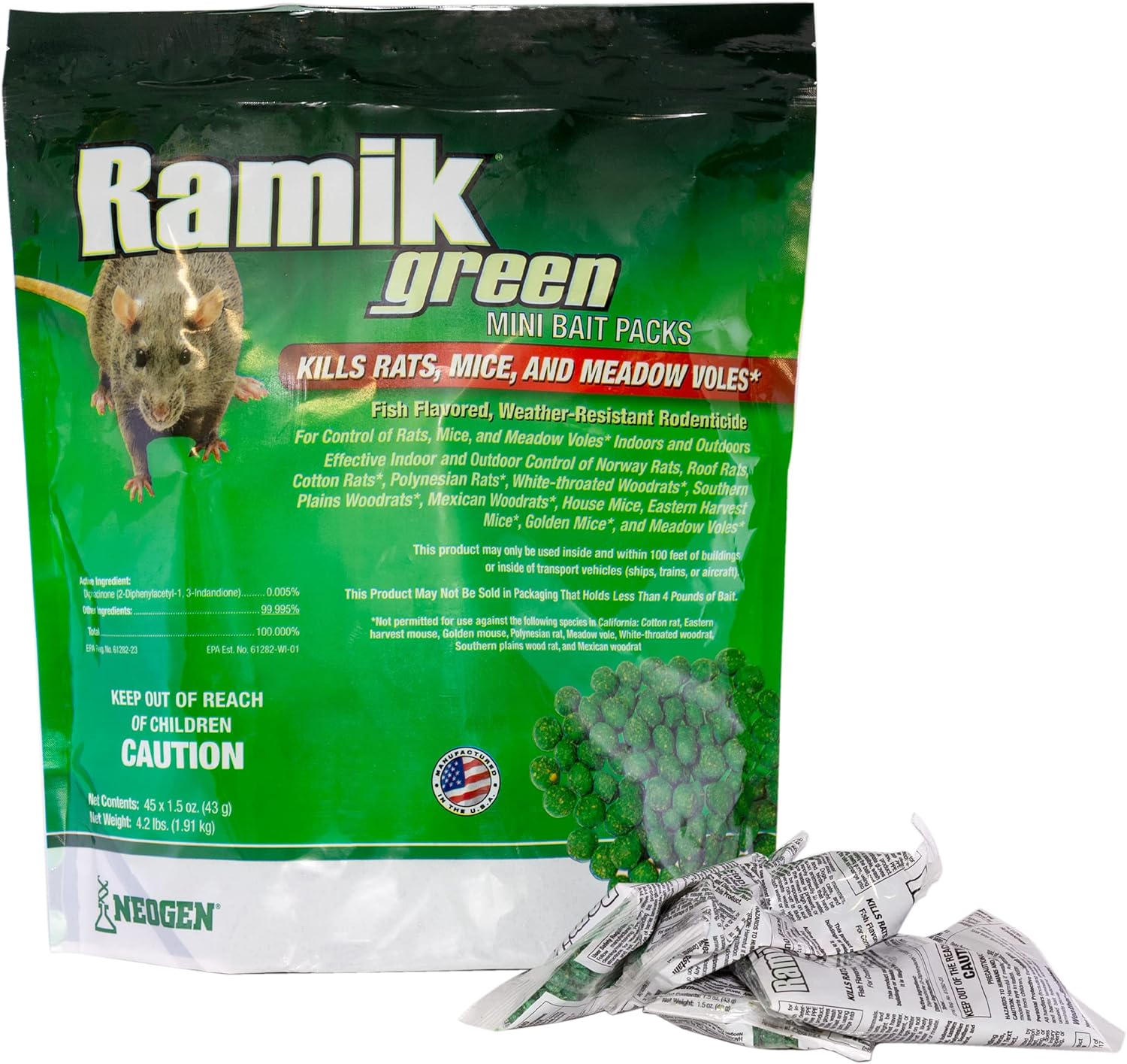 Ramik Green 45-Mini Bait Packs for Effective Rodent Control