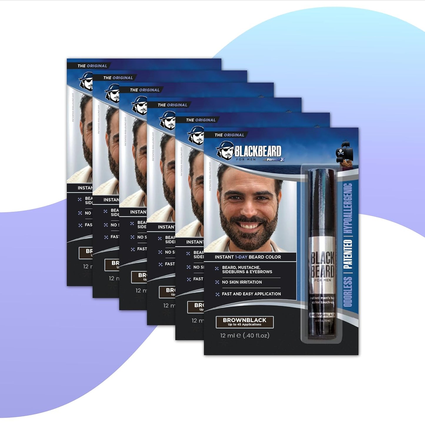 Instant Beard Color for Men - Blackbeard for Men 6 Pack