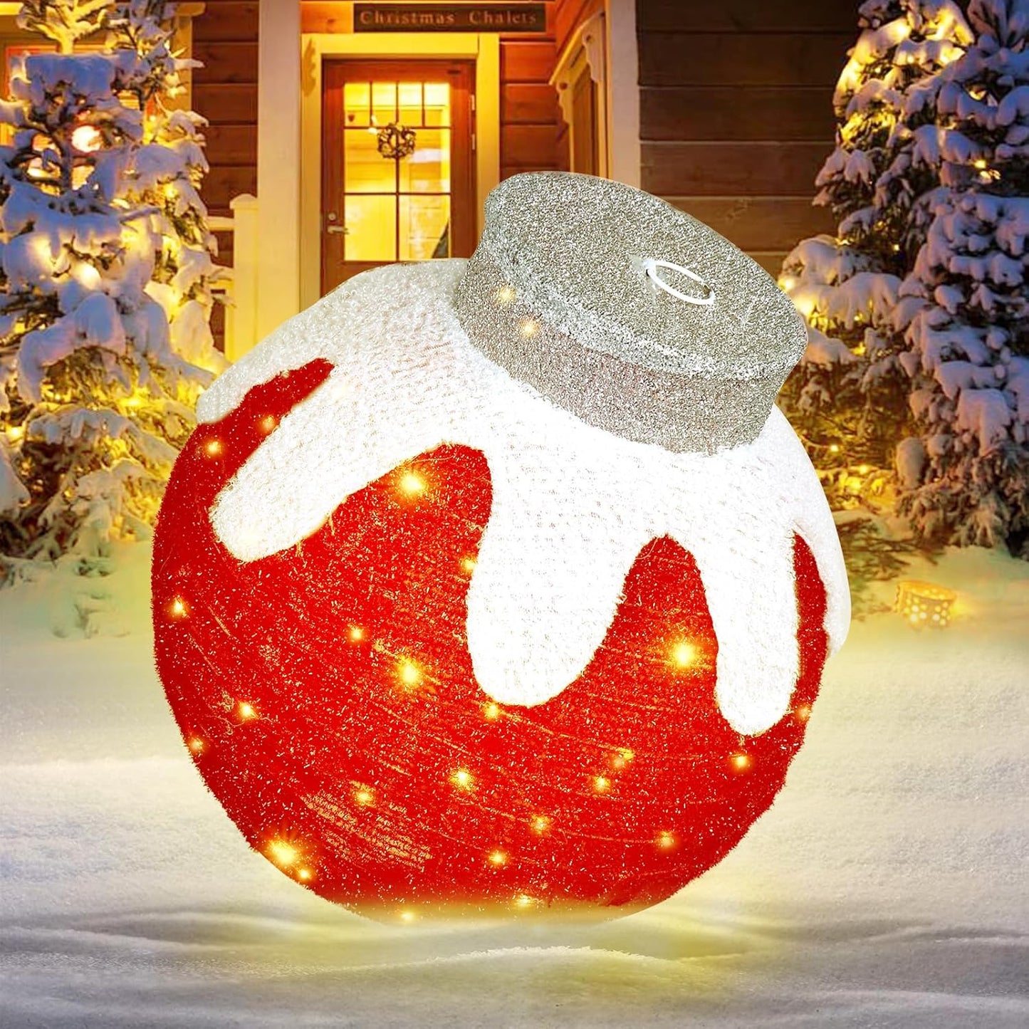 Lighted Pop-Up Outdoor Holiday Ball Decoration with 80 LED Lights