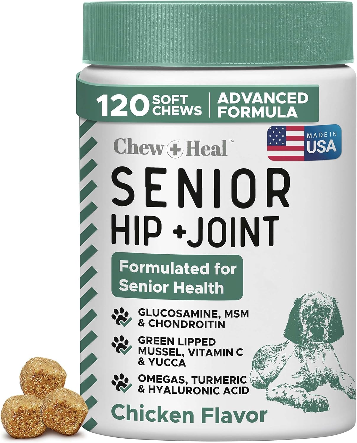 Glucosamine for Dogs Hip and Joint Supplement - 120 Soft Chews