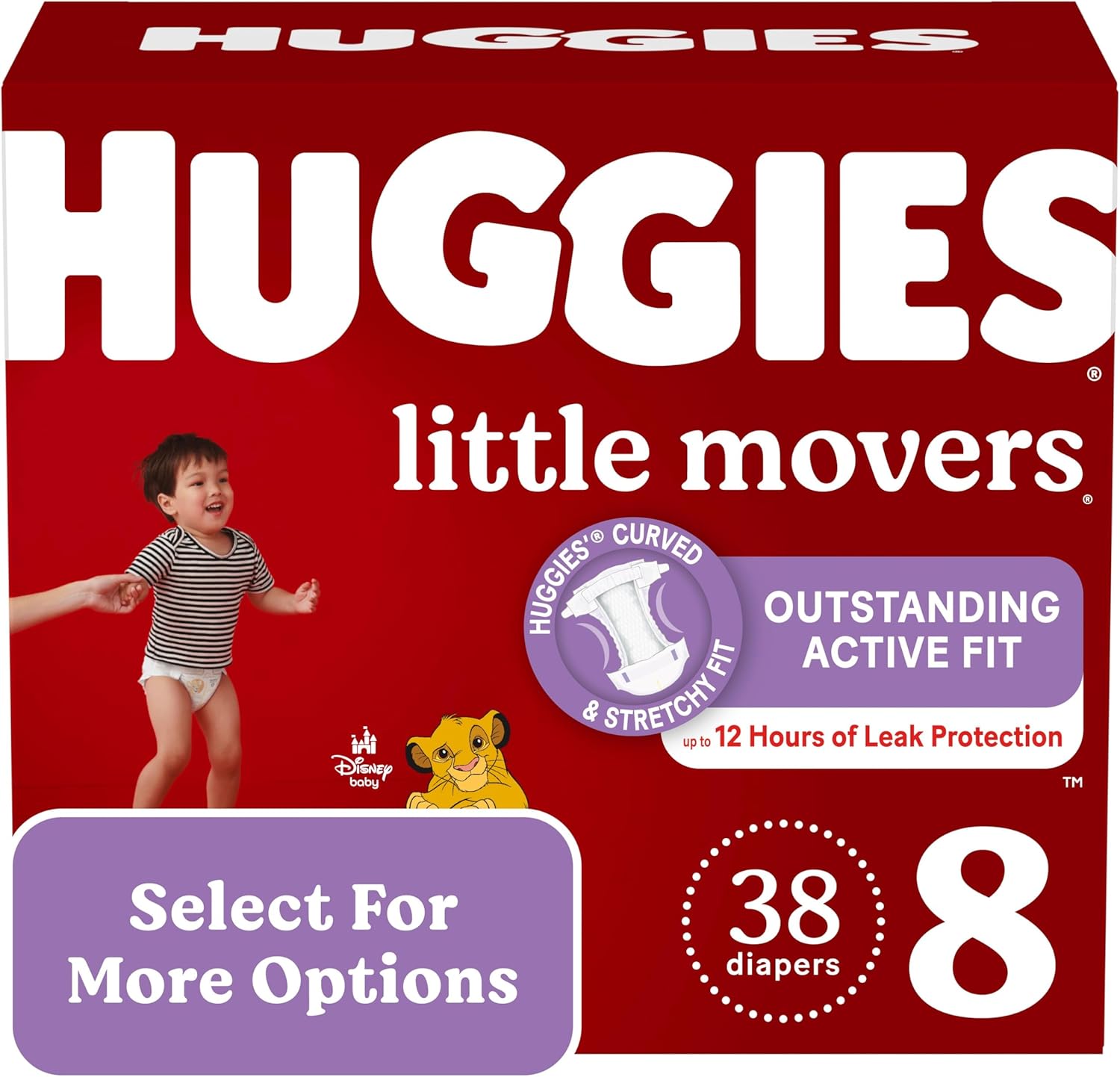 Huggies Size 8 Little Movers Baby Diapers - Ultra Absorbent!