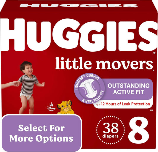 Huggies Size 8 Little Movers Baby Diapers - Ultra Absorbent!