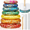 10 Pcs Singing Bowl Cushion Set with 3 Mallets - Meditation Toolkit