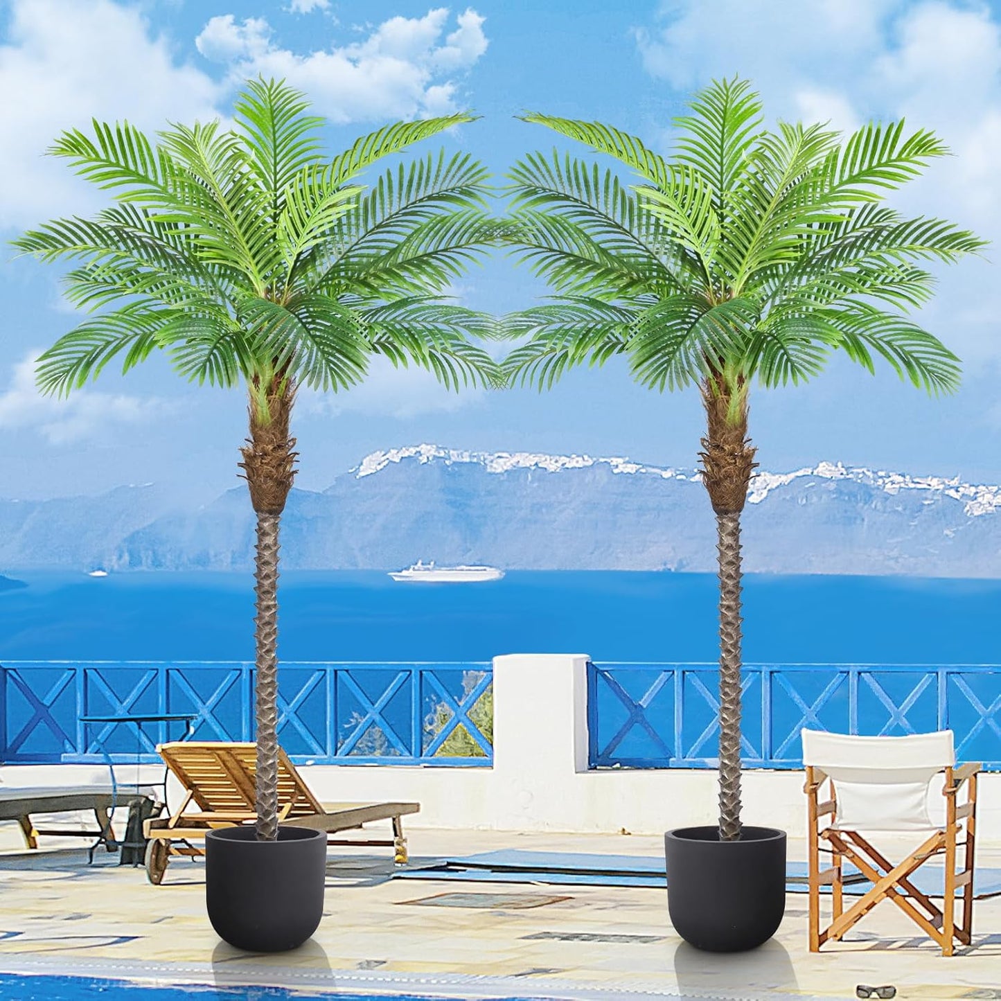 8.5ft Tall Artificial Phoenix Palm Tree for Indoor Outdoor Decor