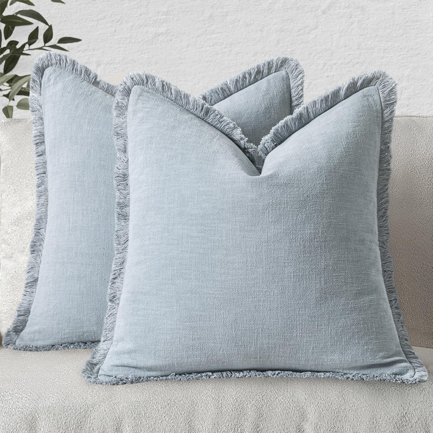 MIULEE Decorative Throw Pillow Covers with Boho Fringe Design