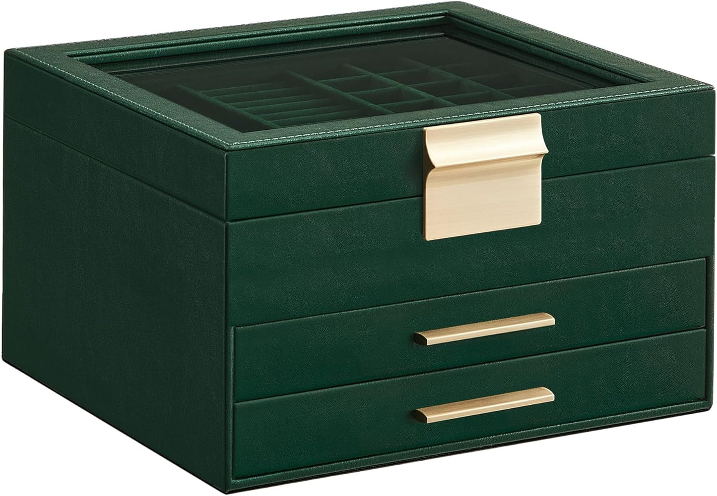 SONGMICS Jewelry Box Organizer with Glass Lid for Storage