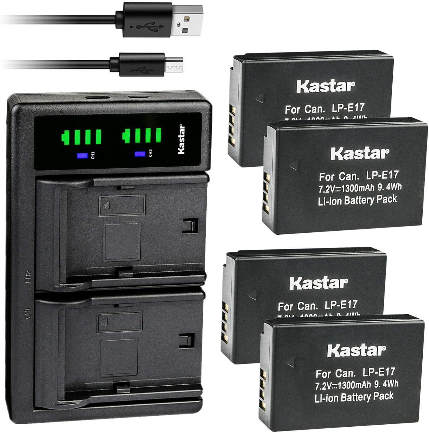 Kastar 4-Pack Battery and USB Charger for Canon Cameras