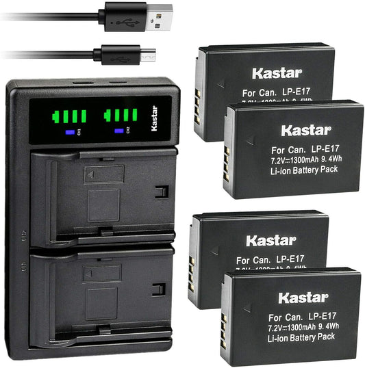 Kastar 4-Pack Battery and USB Charger for Canon EOS Cameras