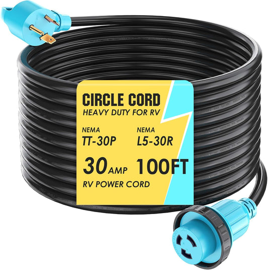 CircleCord 30 Amp RV Power Cord 100 Feet Heavy Duty STW