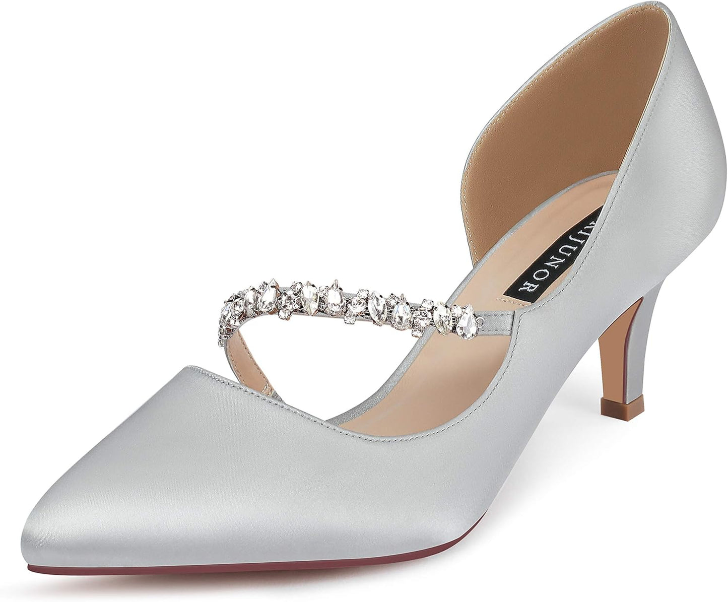 ERIJUNOR Women Mid Kitten Heels Closed Pointy Toe DOrsay Pumps