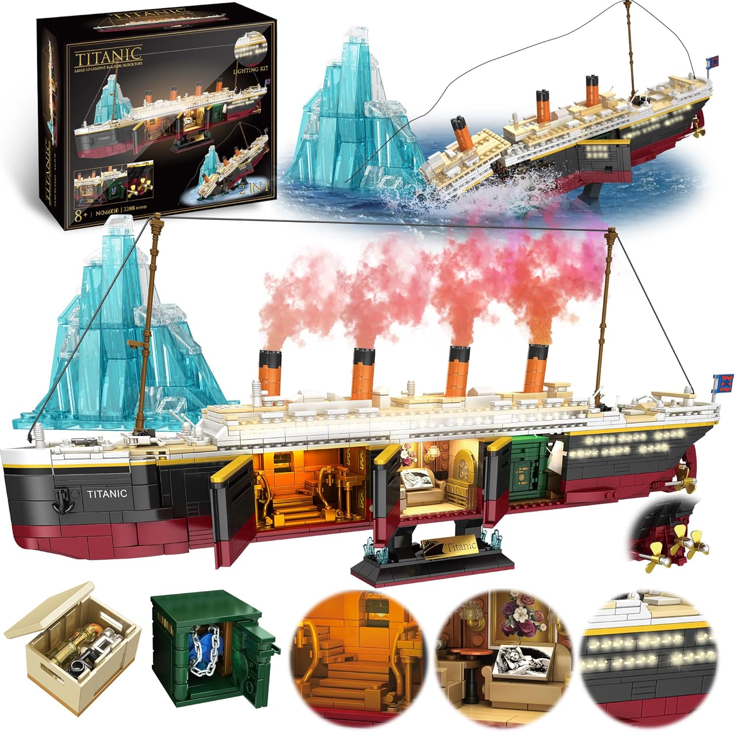 Titanic Building Set with Glowing Light Strip for All Ages