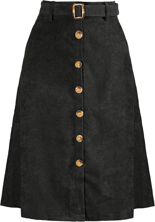 Allegra K Womens High Waist A-Line Corduroy Midi Skirt Review