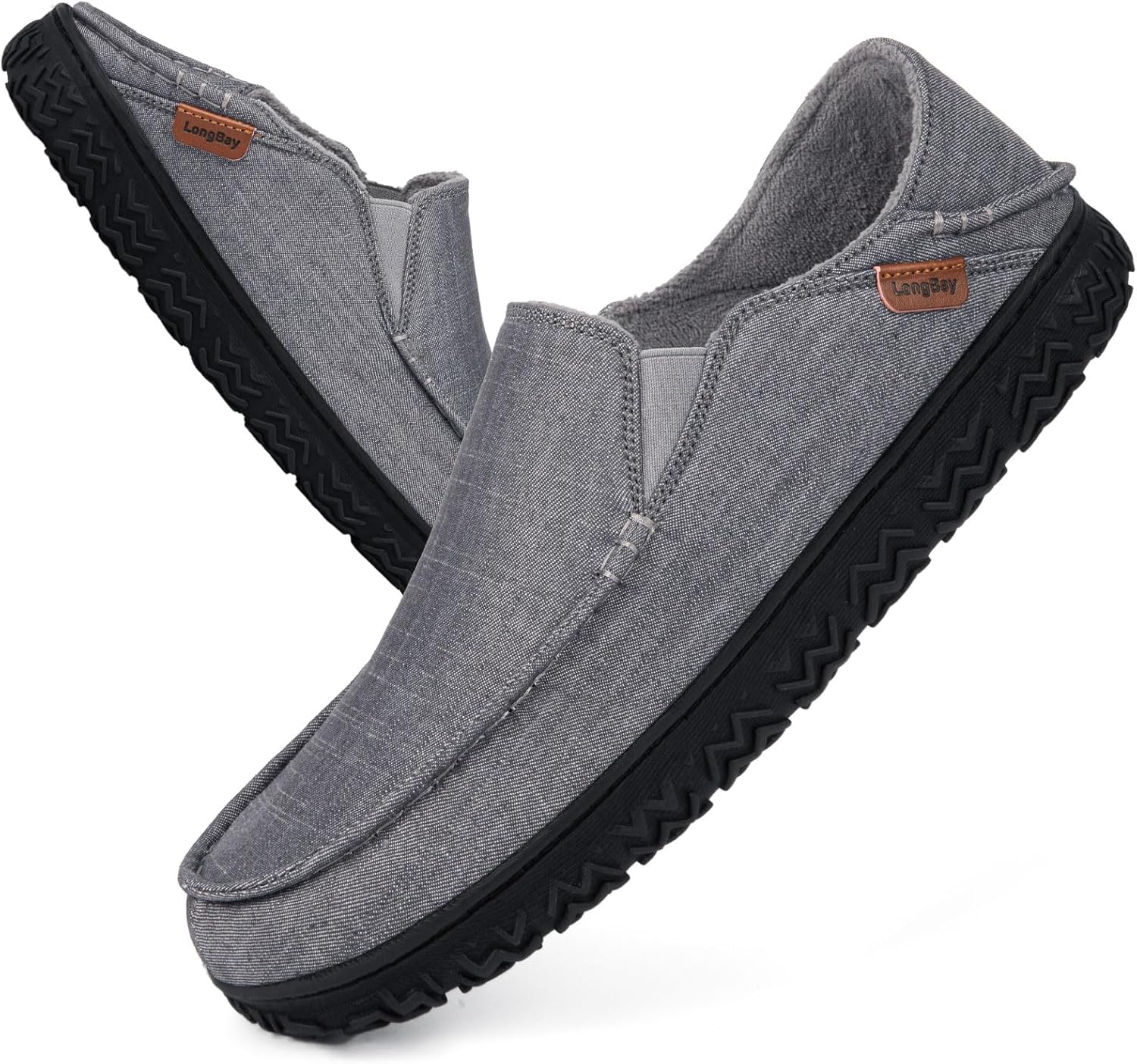 LongBay Men's Moccasin Slippers with Cozy Memory Foam Comfort