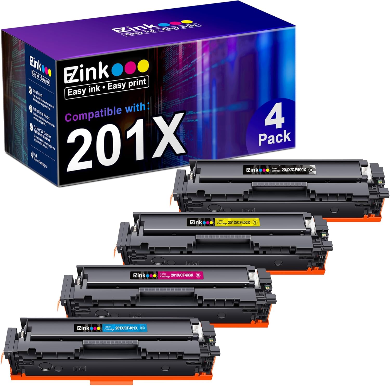 High Yield E-Z Ink 201X Toner 4 Pack - HP Compatible