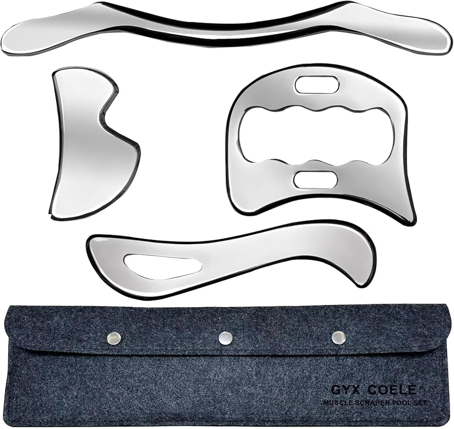 4 in 1 Stainless Steel Muscle Scraper Tools Set for Therapy